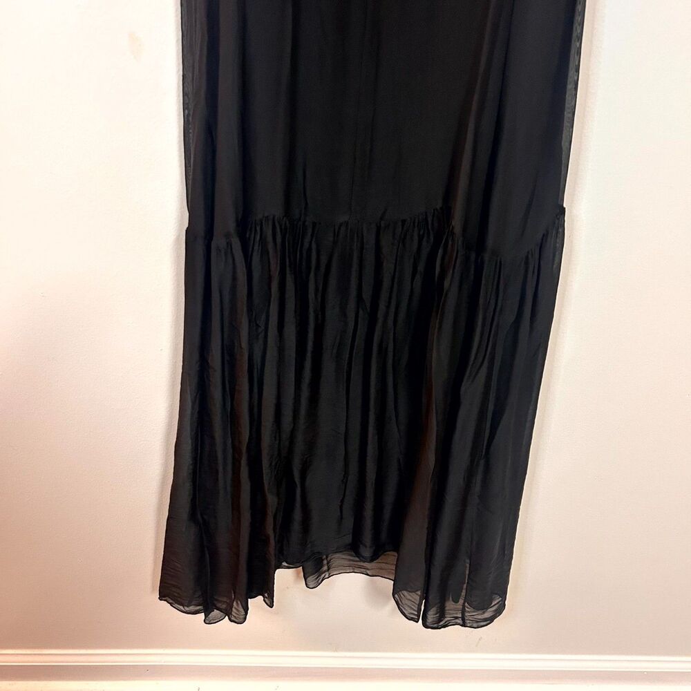 Myastreet Dress Women One Size Black Silk Blend Ruffle Hem Sleeveless Preppy NWT - Picture 7 of 8